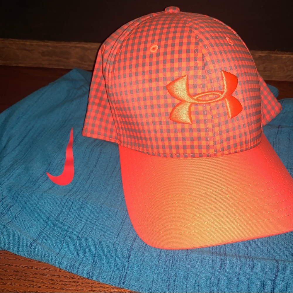 Bright Orange and Blue Under Armour Hat